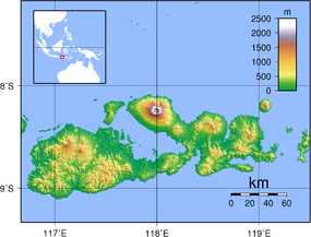 Ubicación geográfica del volcán Tambora, en Indonesia